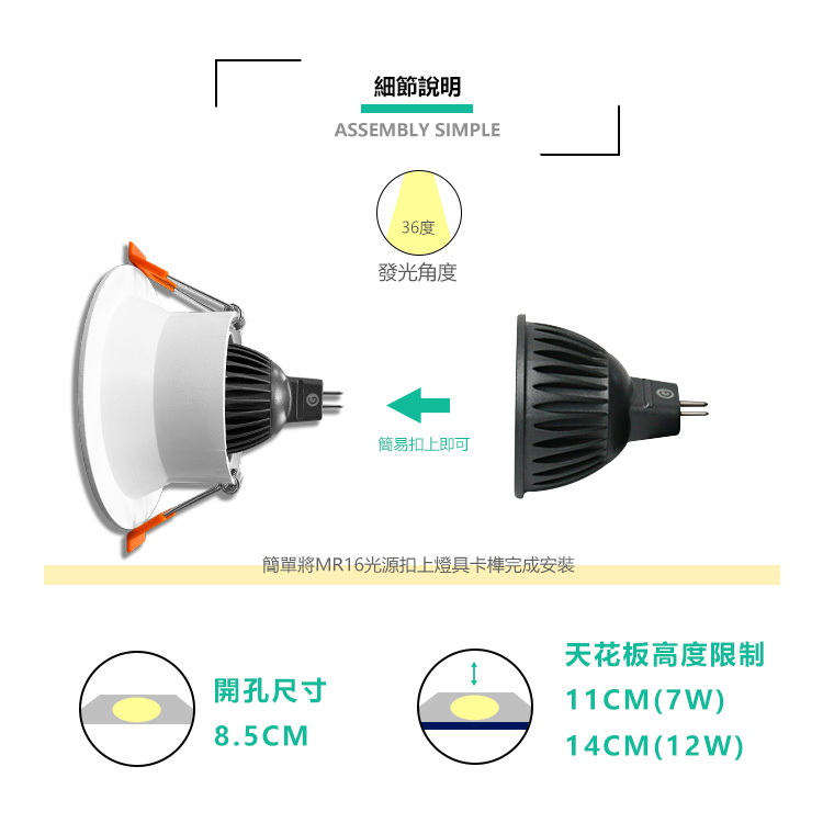 LX20903 Brian崁燈 7W安裝方式