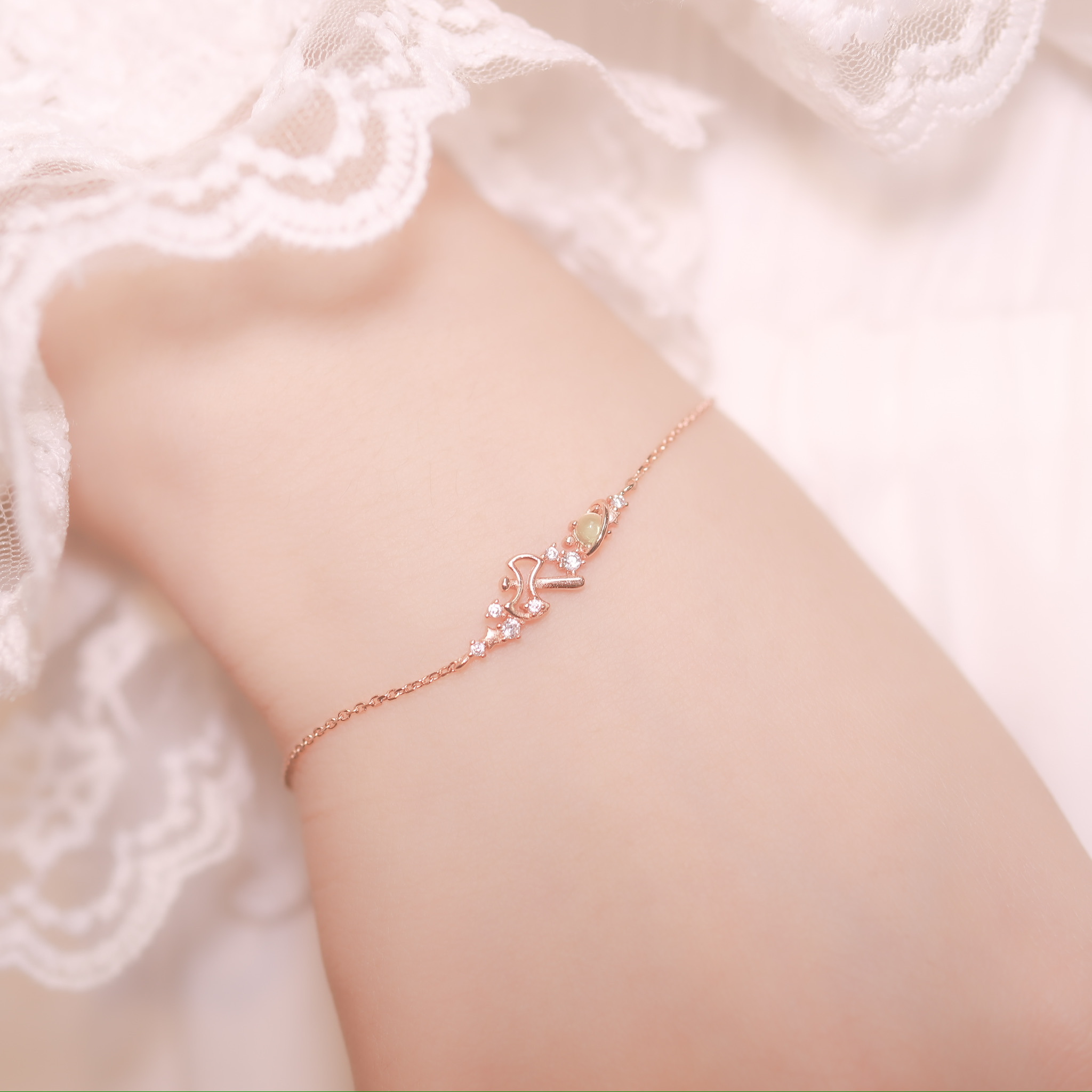 | 925純銀・厚鍍白金・ 厚鍍玫瑰金 | 天秤座手鏈 (銀/玫瑰金) | BR0829 |