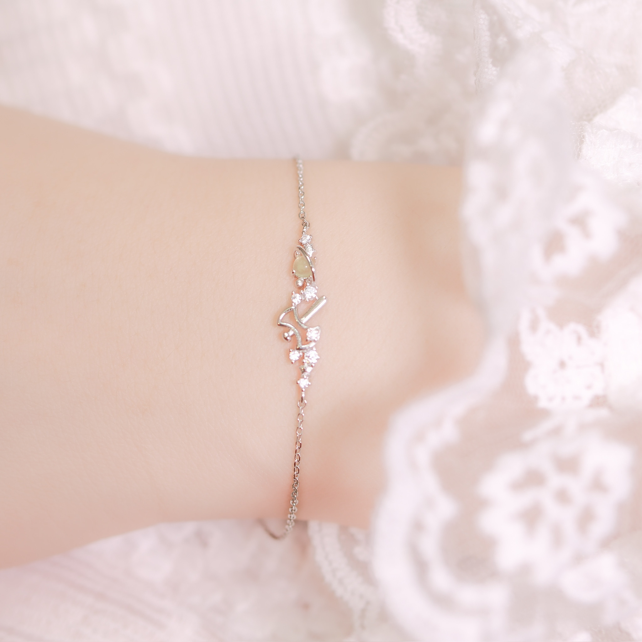 | 925純銀・厚鍍白金・ 厚鍍玫瑰金 | 天秤座手鏈 (銀/玫瑰金) | BR0829 |