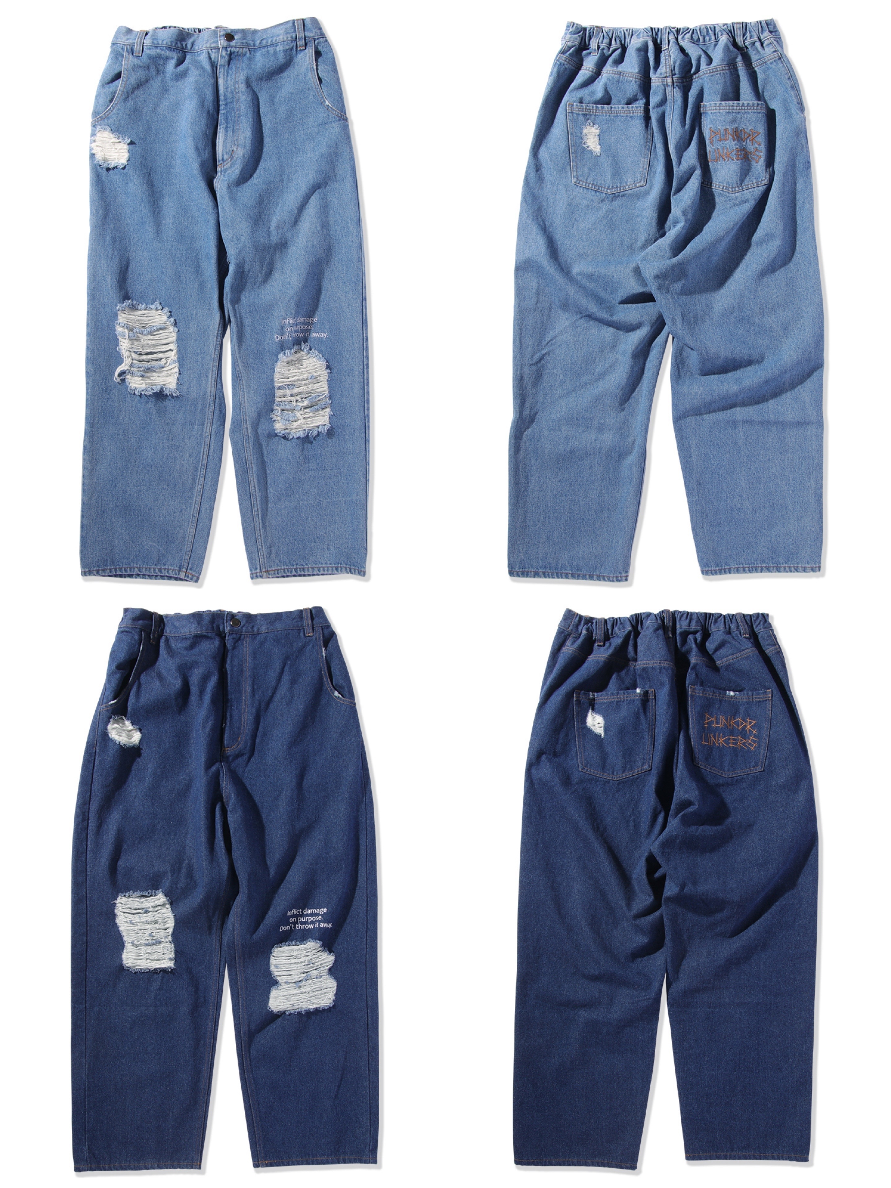 預訂2024/3月 PUNK DRUNKERS わざとダメージデニムパンツ⚠️⚠️熱賣款‼️落單前請先PM查詢貨源