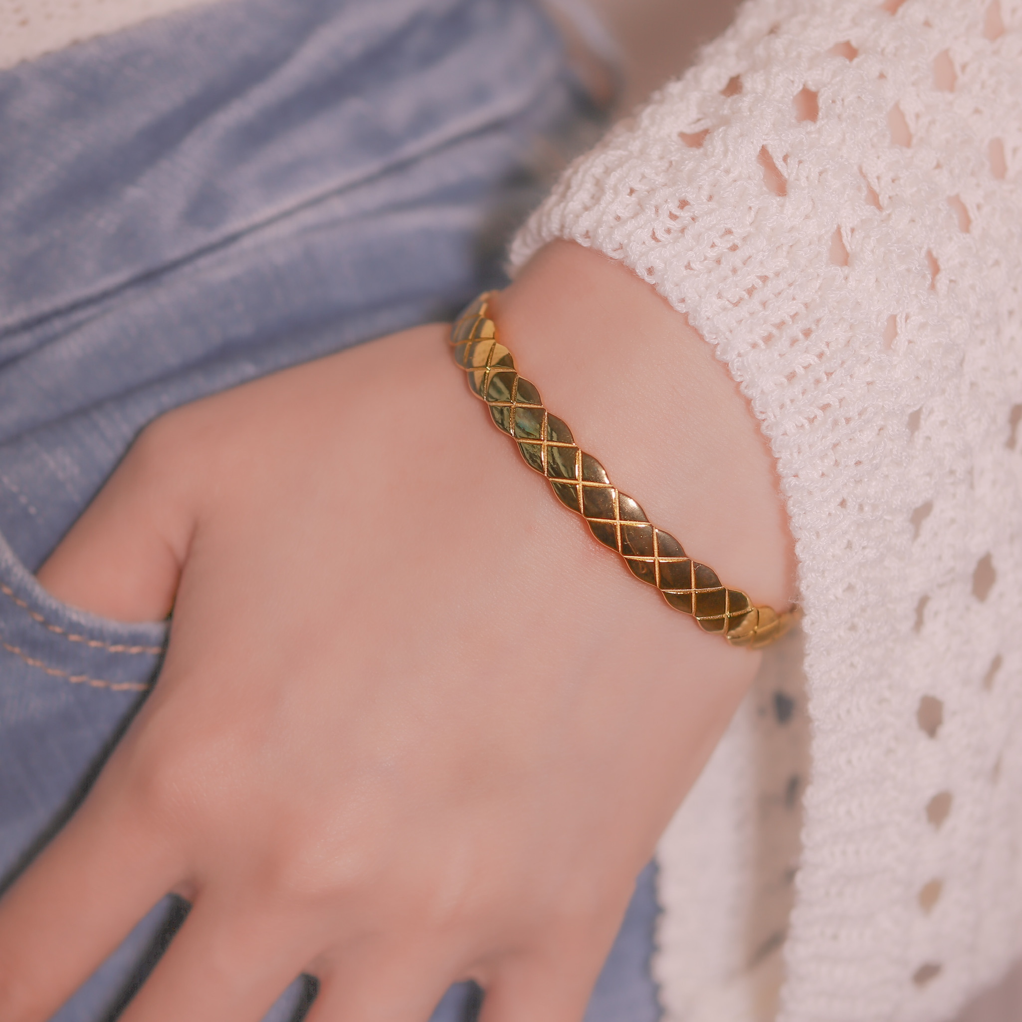 | 925 Silver・White Gold・18k Gold | Lozenge Bracelet（Silver / Rose Gold） | BR0703 |