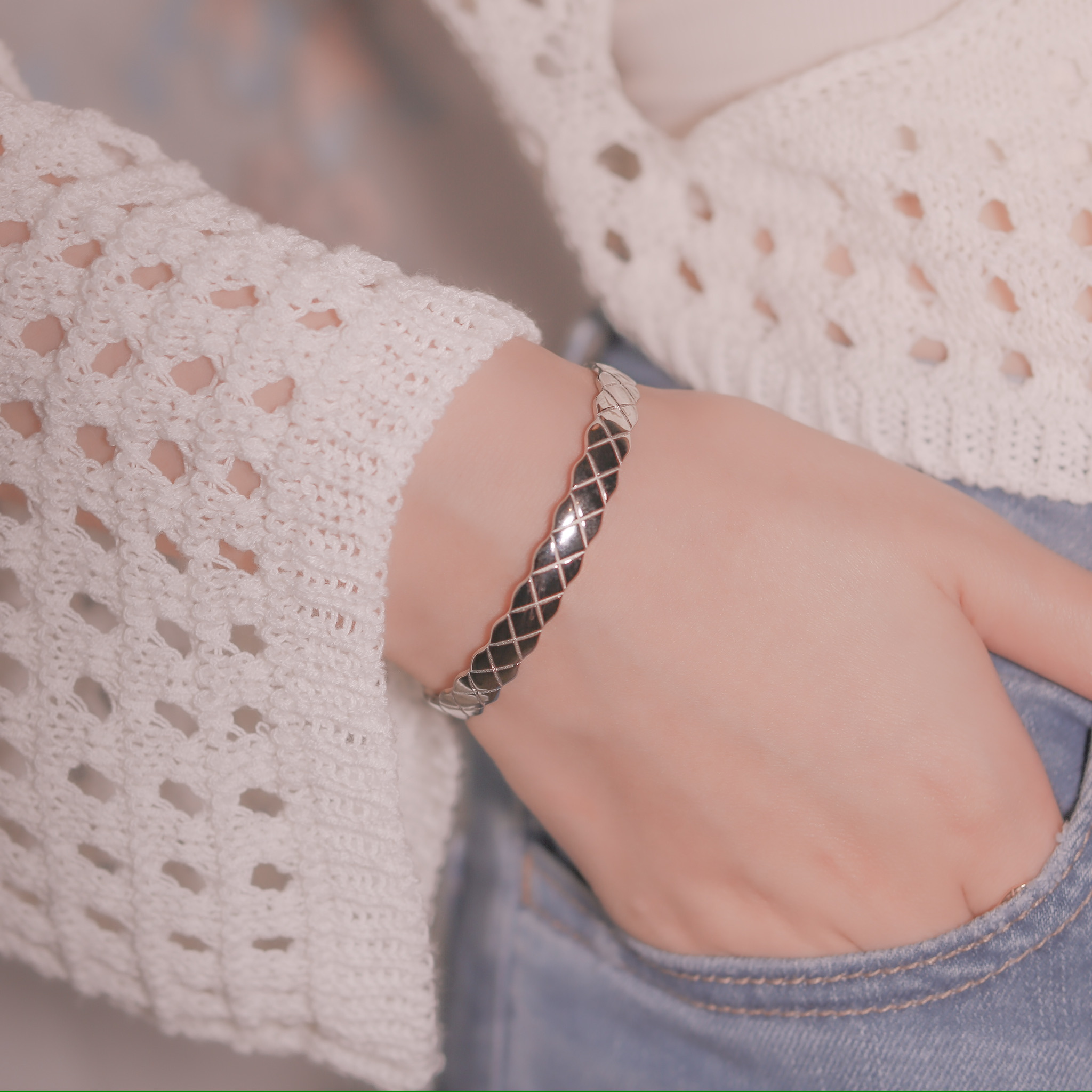 | 925 Silver・White Gold・18k Gold | Lozenge Bracelet（Silver / Rose Gold） | BR0703 |
