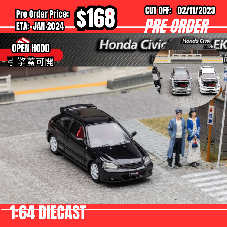 PO-$168 *FH* 1:64 Honda Civic Type R EK9 Black [OD29/10]