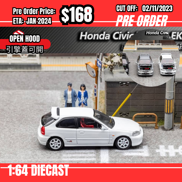 PO-$168 *FH* 1:64 Honda Civic Type R EK9 White [OD29/10]