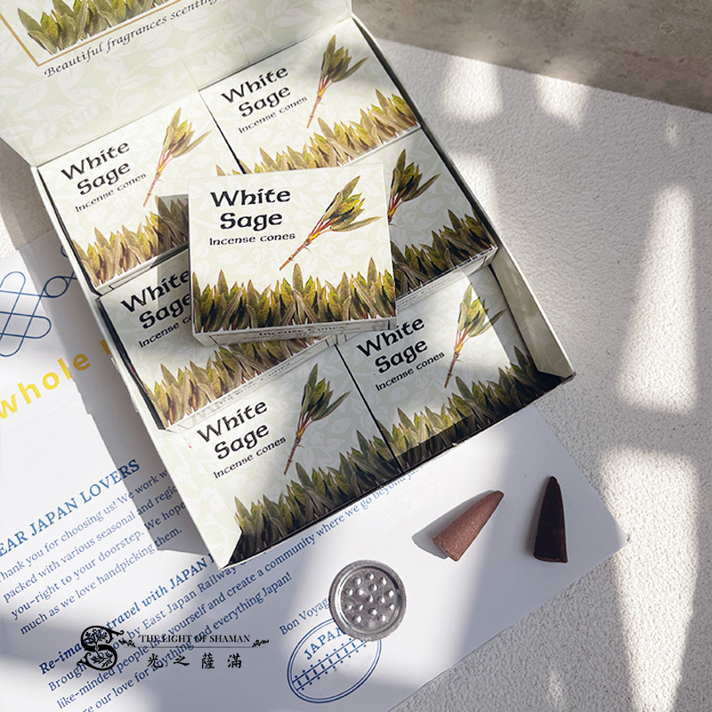 KAMINI錐香印度白鼠尾草線香印度香品散發著白鼠尾草獨特的香氣這種線香適合用於冥想和放鬆和寧靜 - 光之薩滿