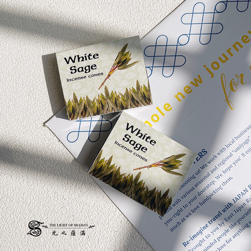 KAMINI錐香印度白鼠尾草線香印度香品散發著白鼠尾草獨特的香氣這種線香適合用於冥想和放鬆和寧靜 - 光之薩滿