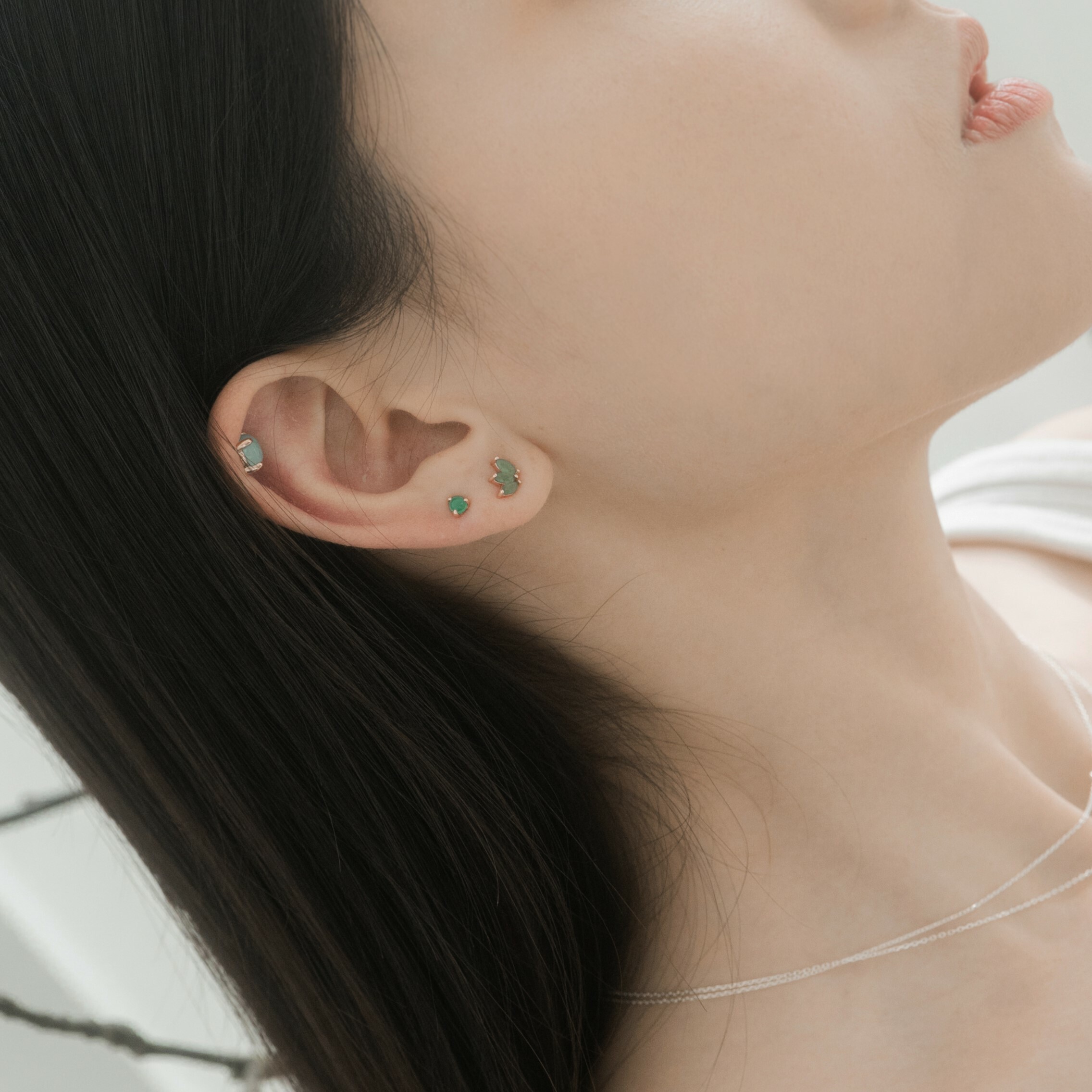 三葉草東陵石轉珠耳環