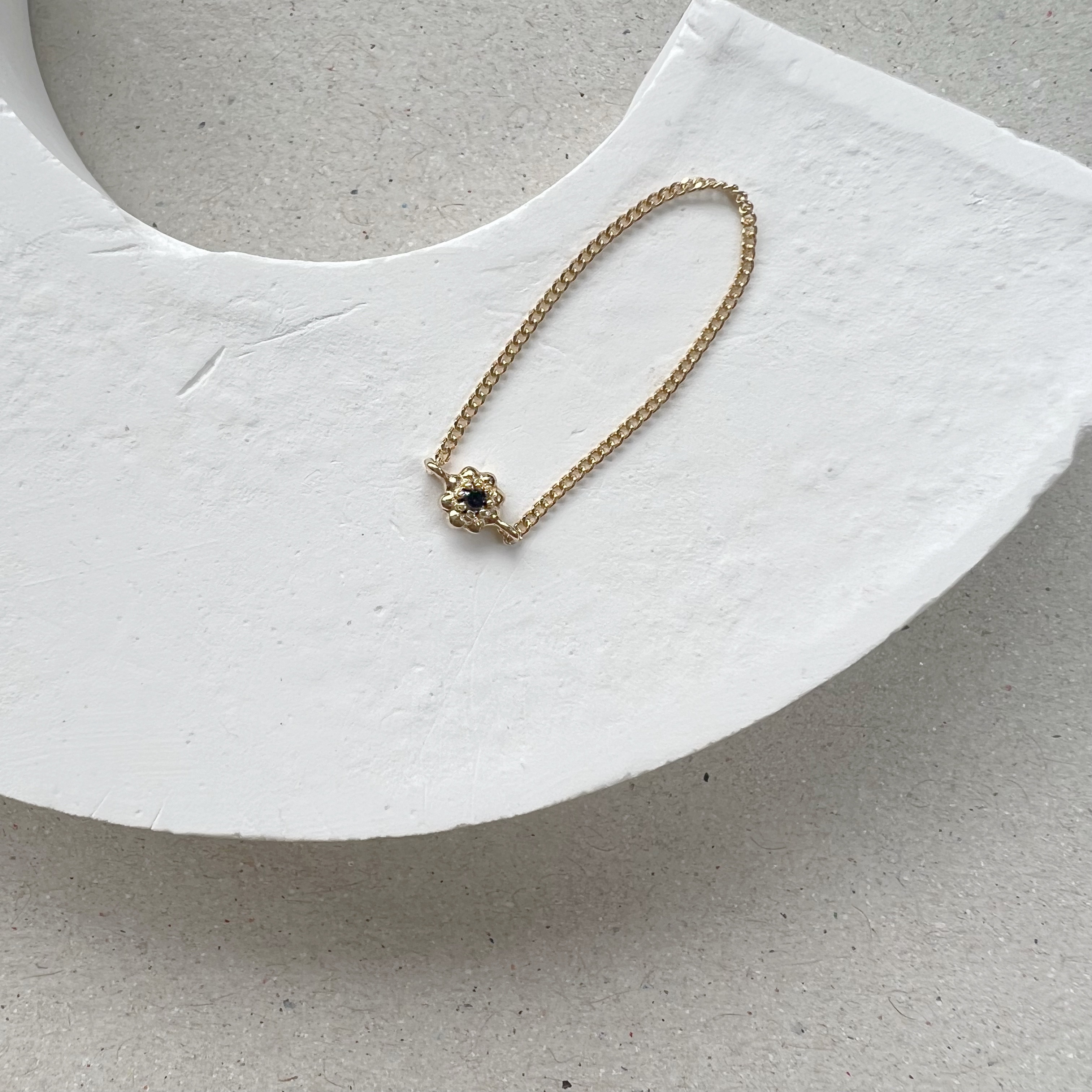 14k蛋糕小花黑鑽鍊戒