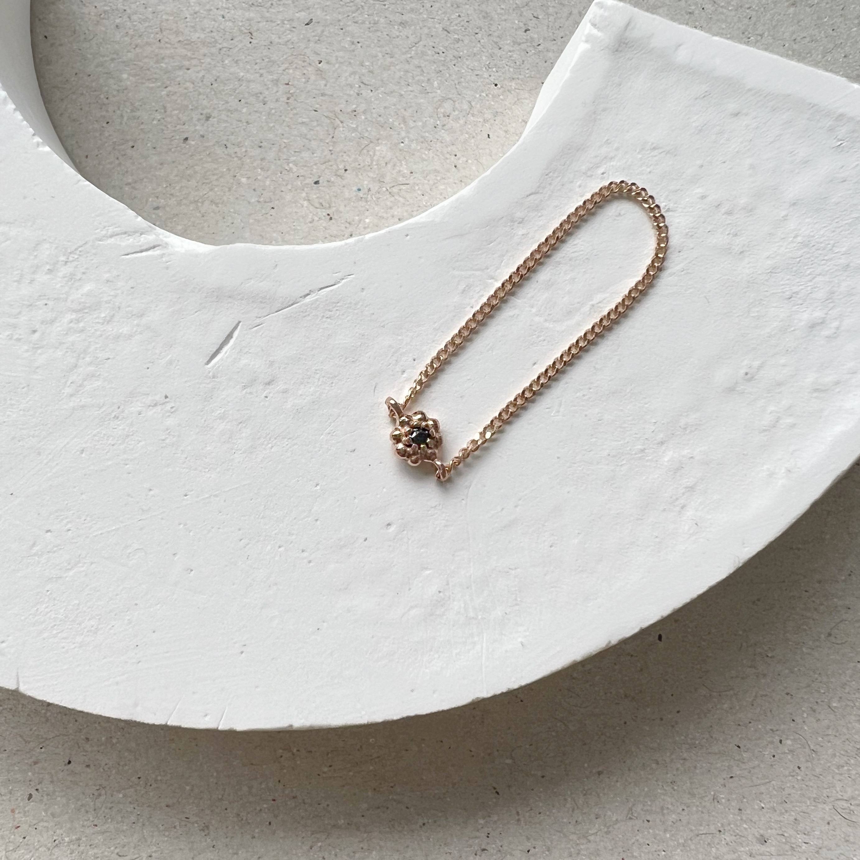 14k蛋糕小花黑鑽鍊戒