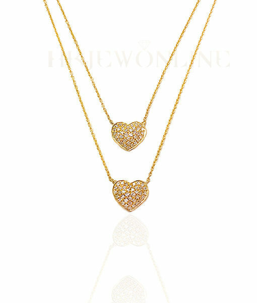 14K Yellow Gold Double Heart Necklace