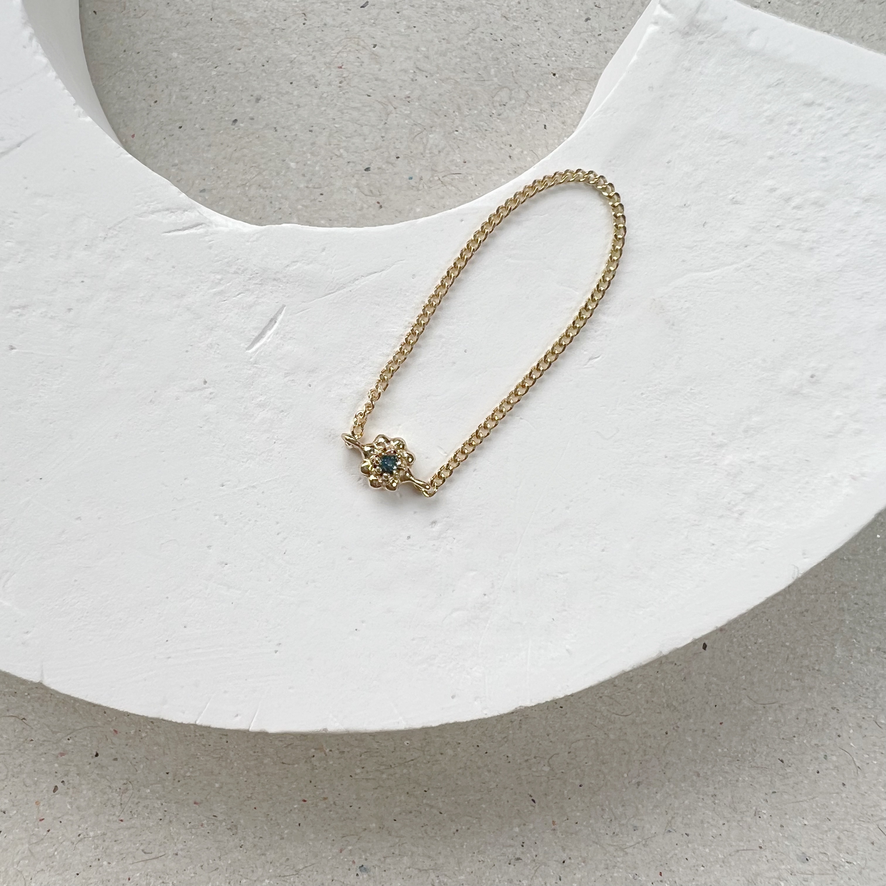 14k蛋糕小花藍鑽鍊戒