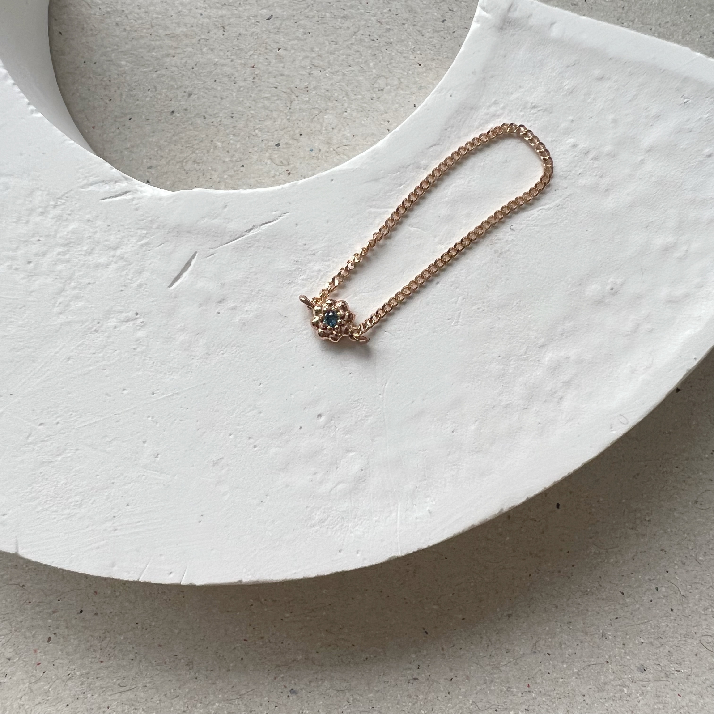 14k蛋糕小花藍鑽鍊戒