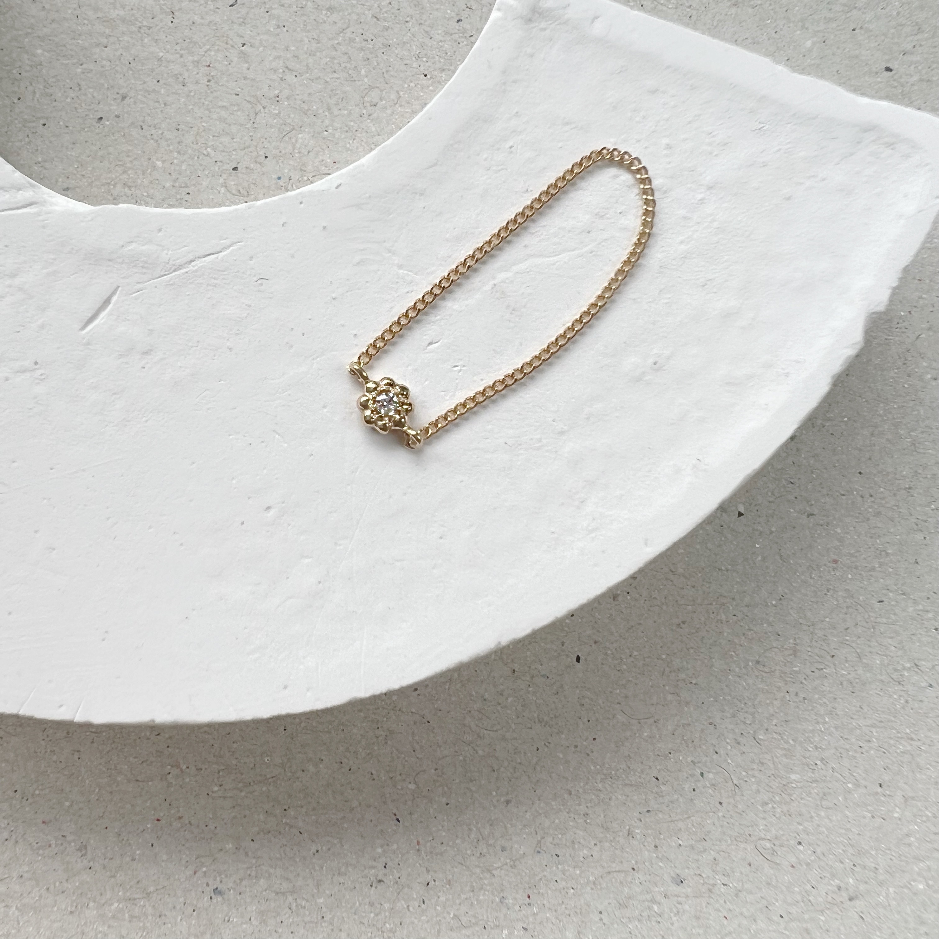 14k蛋糕小花真鑽鍊戒