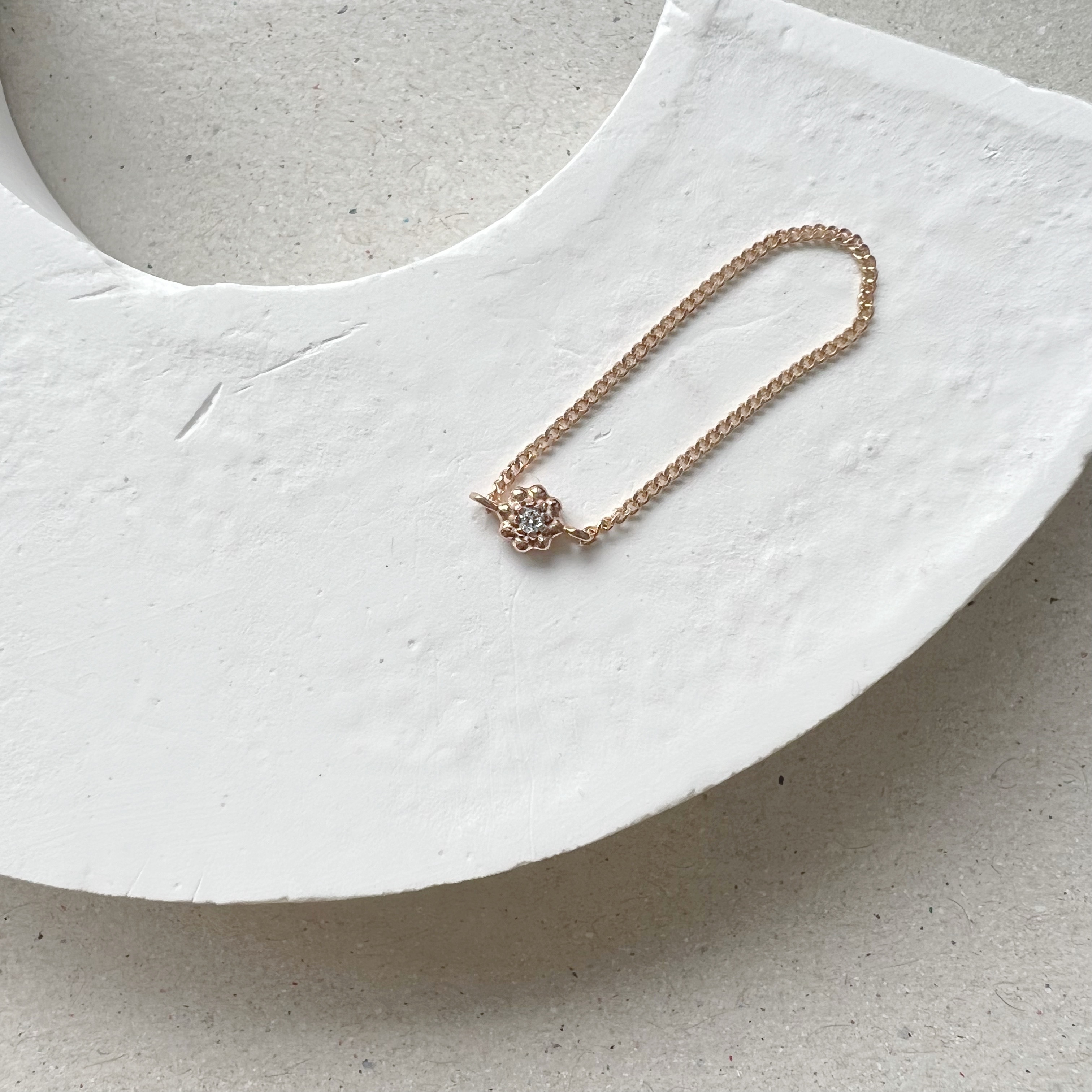 14k蛋糕小花真鑽鍊戒