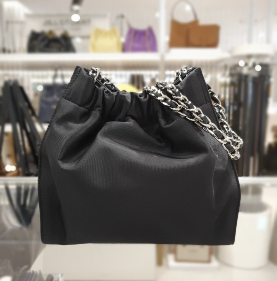 韓國JillStuart CocoChain Logo Black Silver Nylon Shoulder