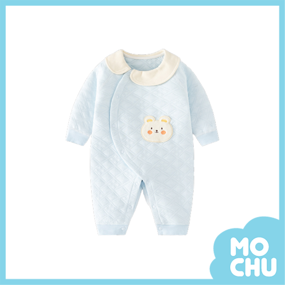 臉紅紅小熊夾棉保暖連身衣(兩色)