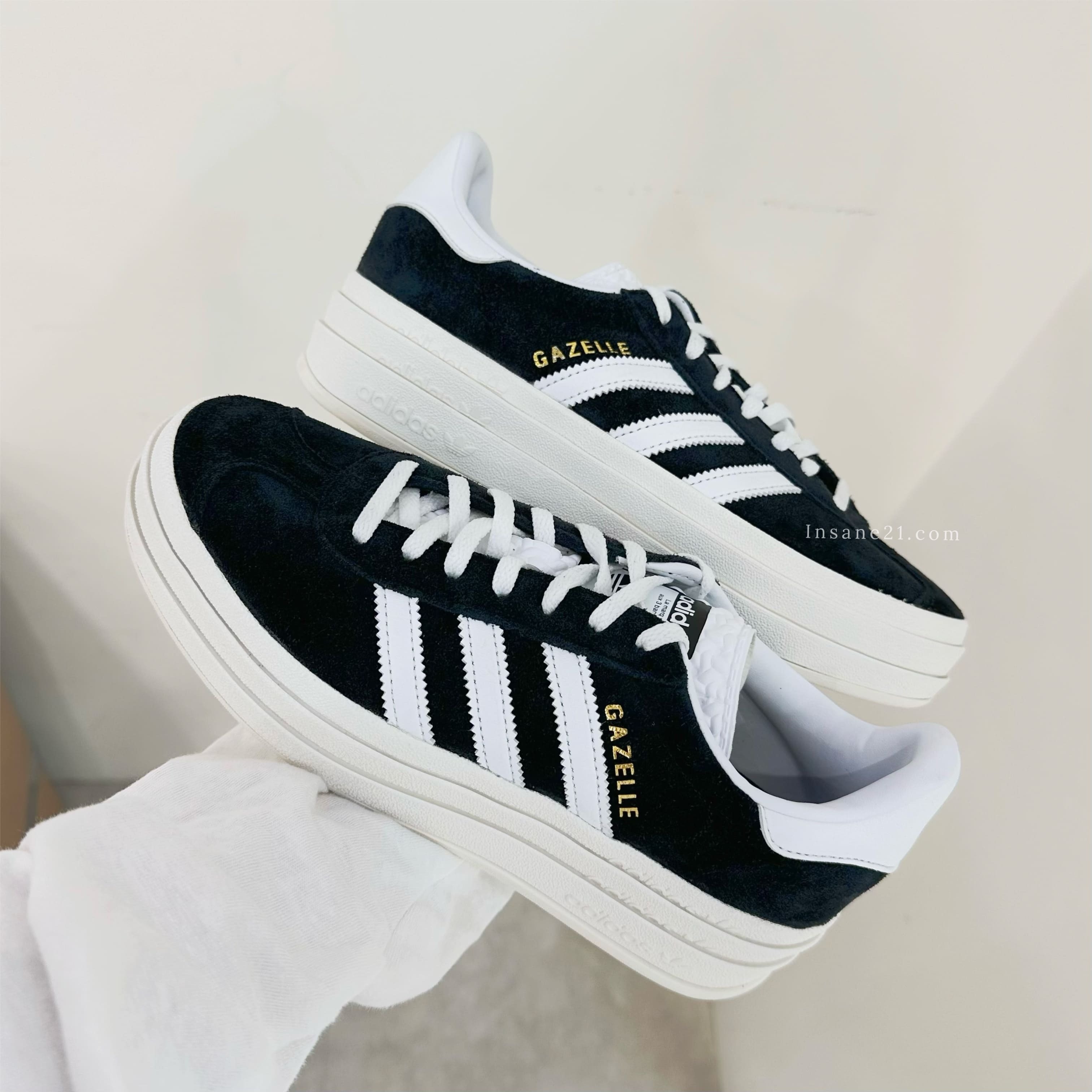ADIDAS ORIGINALS GAZELLE BOLD 黑白 男女 休閒 厚底增高 HQ6912