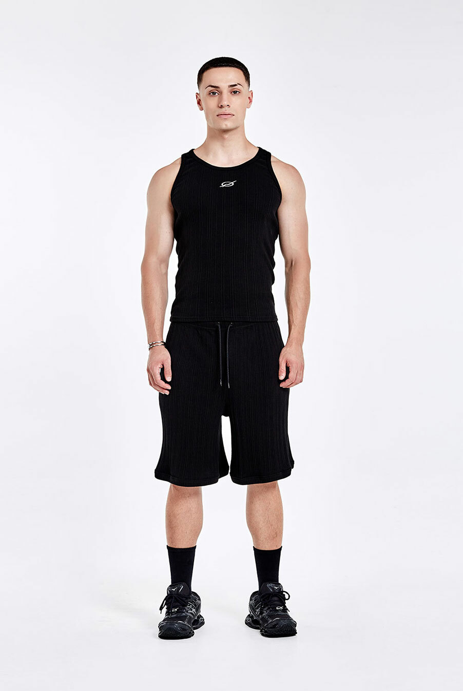 Irregular Logo embroidery Logo Sleeveless - Black