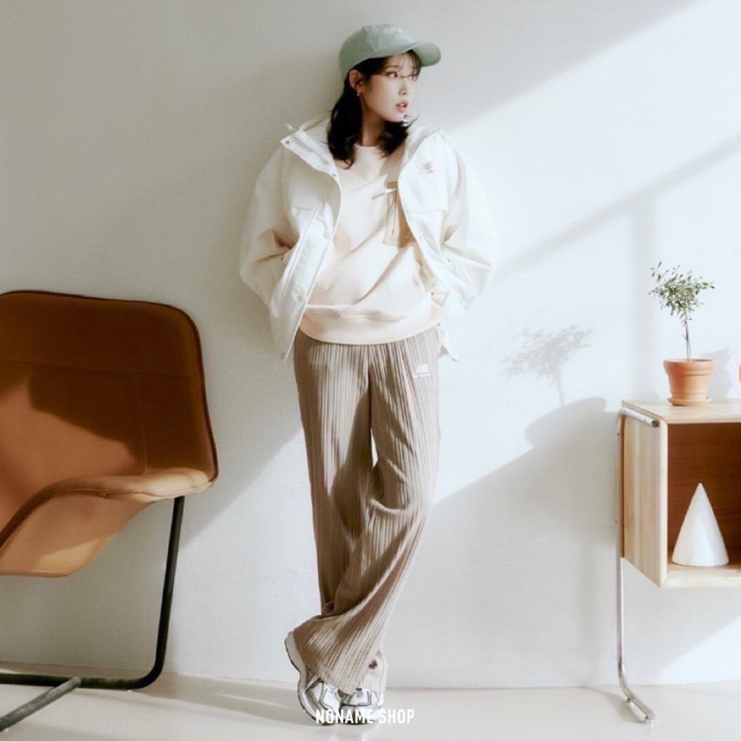 NEW BALANCE NB 坑條 開岔 抽繩 長褲 兩色 (女款)