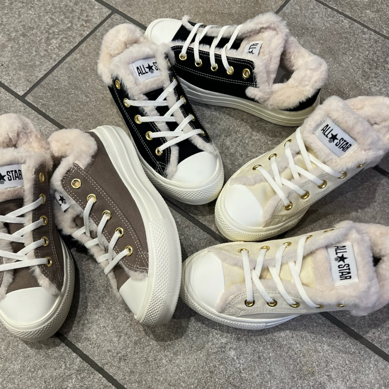 Converse All Star Light Plts Boacollar OX 毛絨絨輕量灰棕