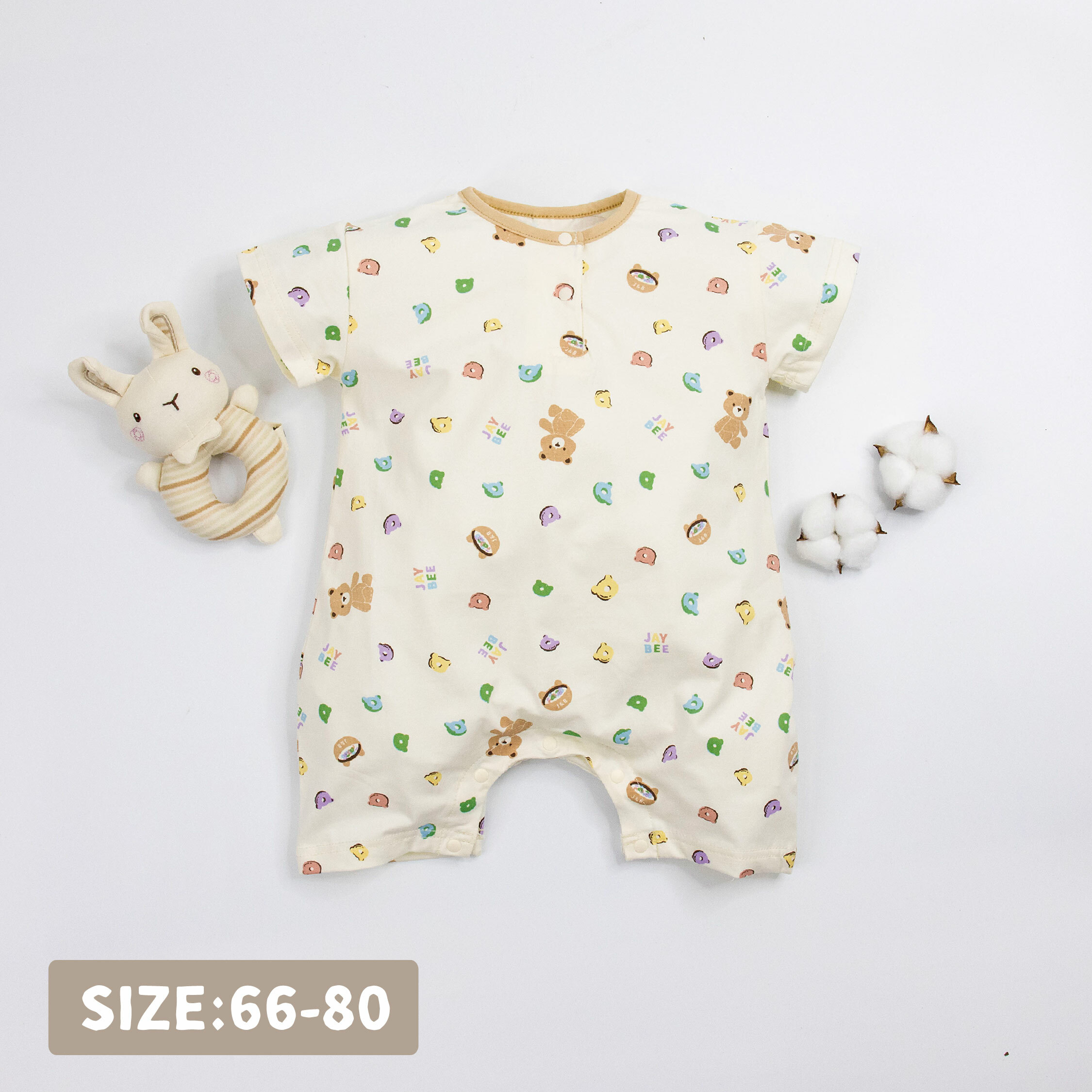 【JB1033】彩虹麥片。霜柔棉短袖爬服/連身衣