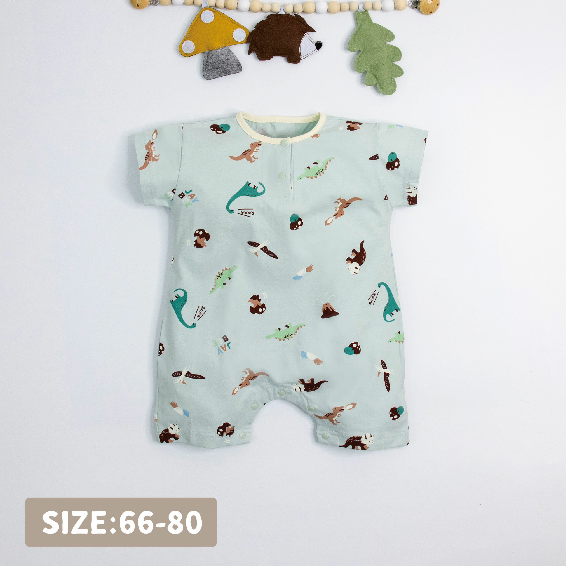 【JB1034】恐龍樂園。霜柔棉短袖爬服/連身衣