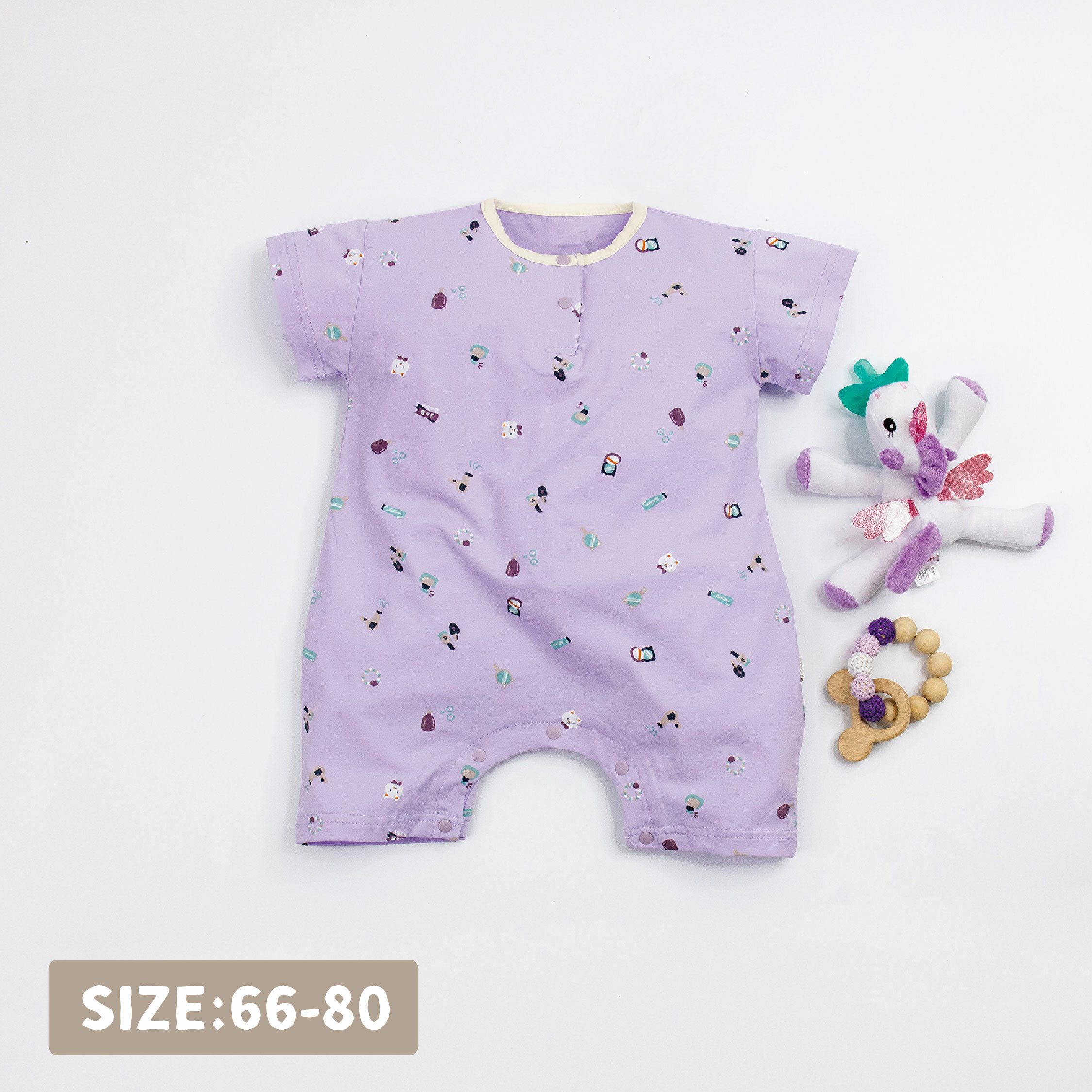 【JB1035】貓咪沙龍院。霜柔棉短袖爬服/連身衣