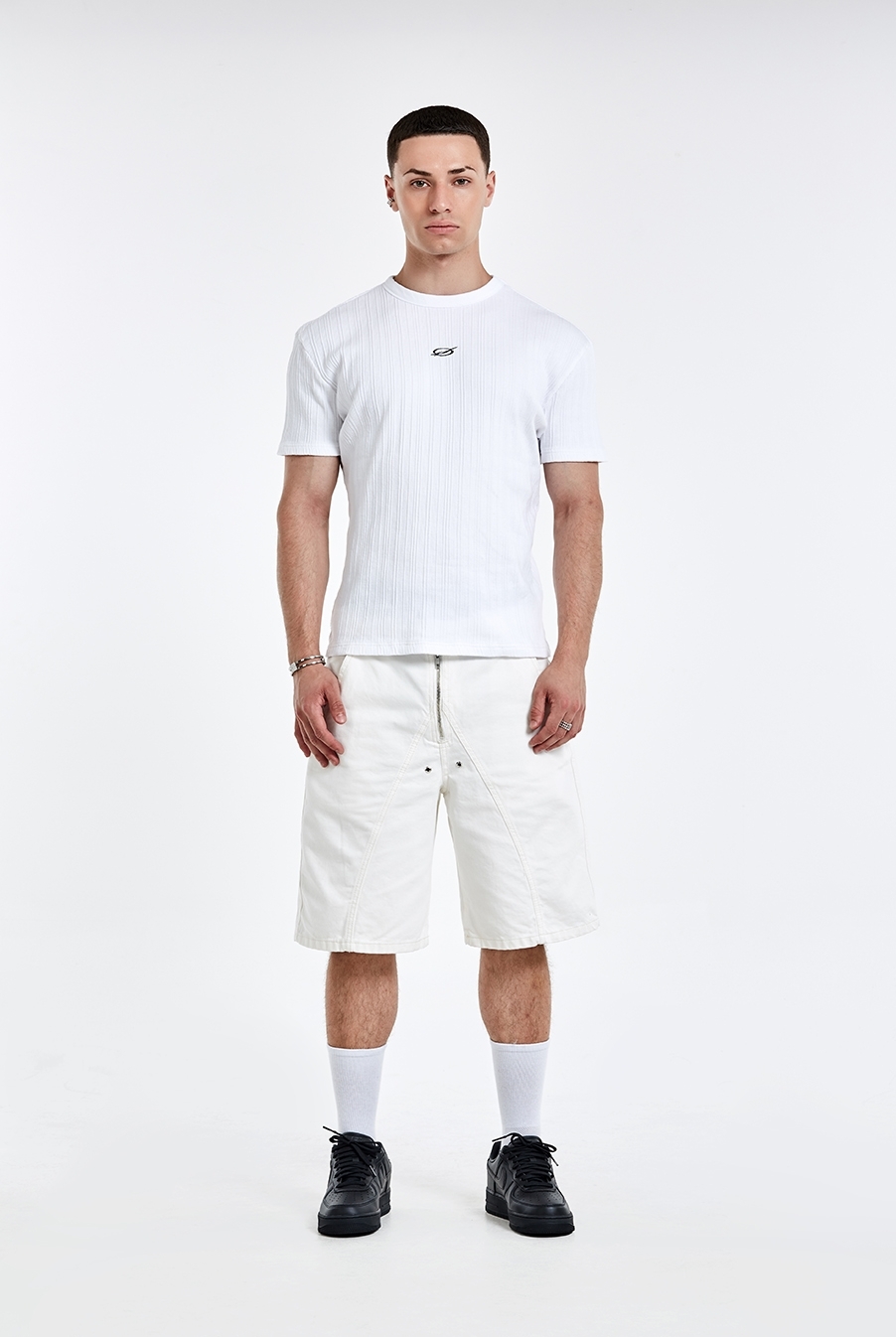 Tunnel lining short pants Denim - Ivory