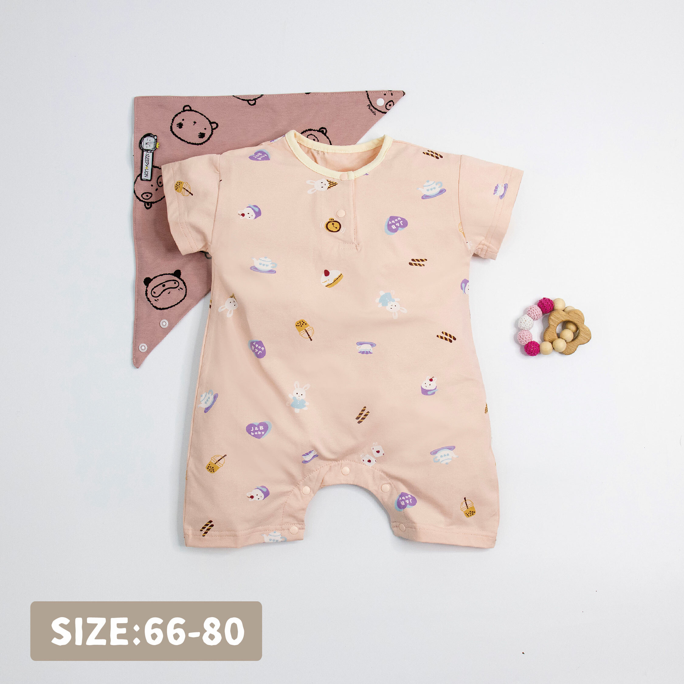 【JB1036】愛麗絲兔。霜柔棉短袖爬服/連身衣