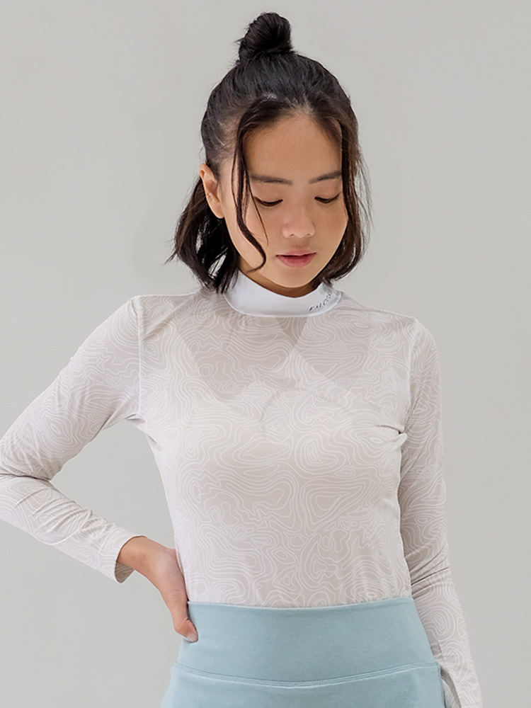 等高線印花上衣-米