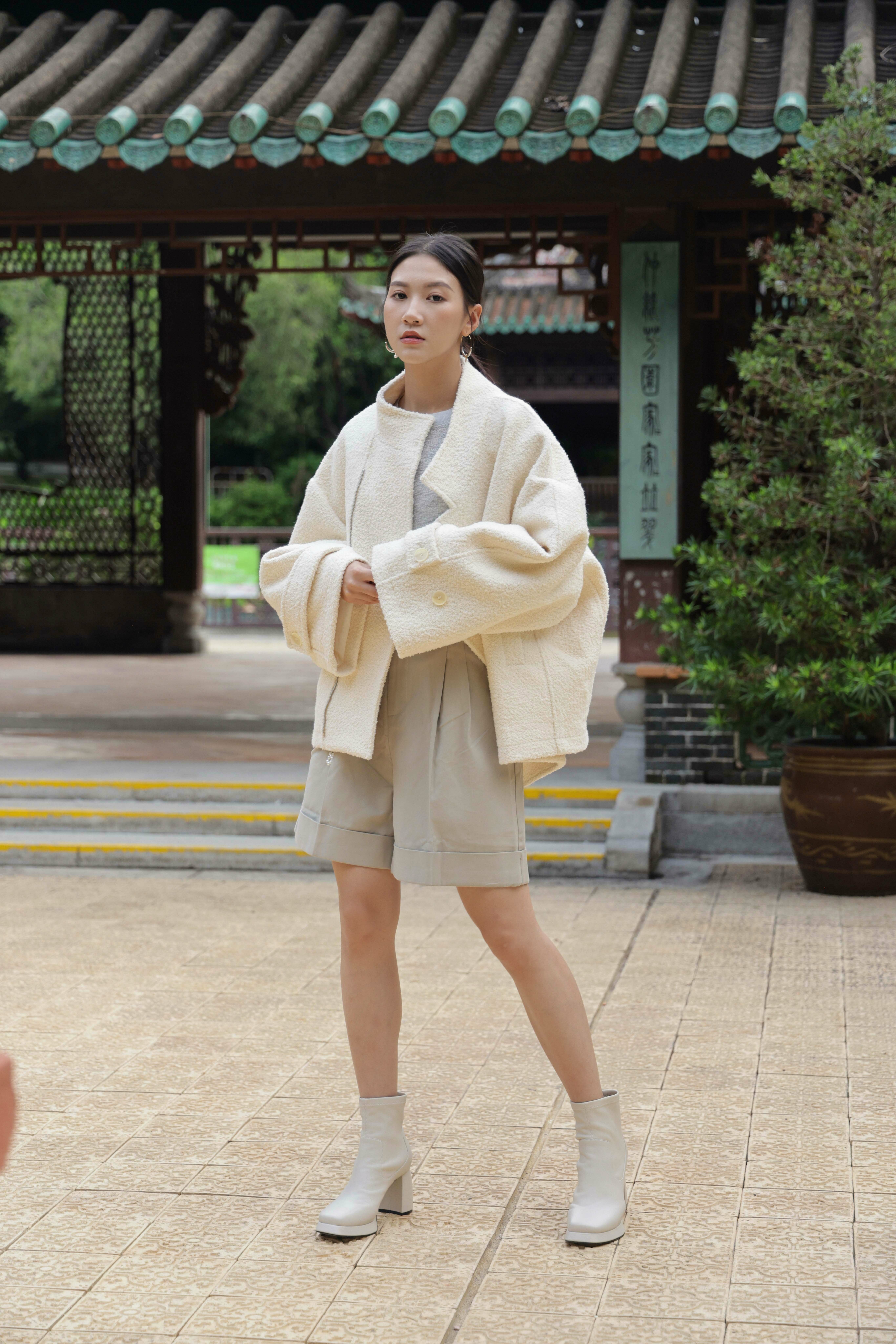 反腳級雙褶A型斜布短褲（現貨款式）