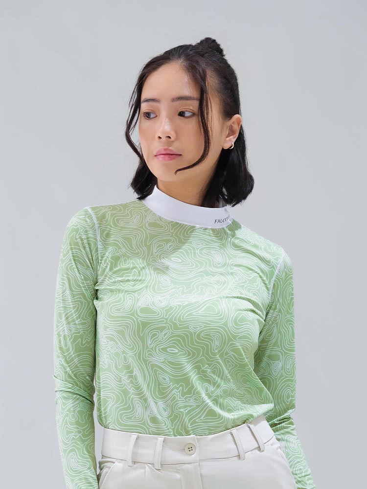 等高線印花上衣-青綠