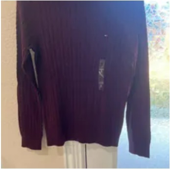 [S] TOMMY HILFIGER CABLE KNIT SWEATER,MAROON, 76J4220-601 (STH529)