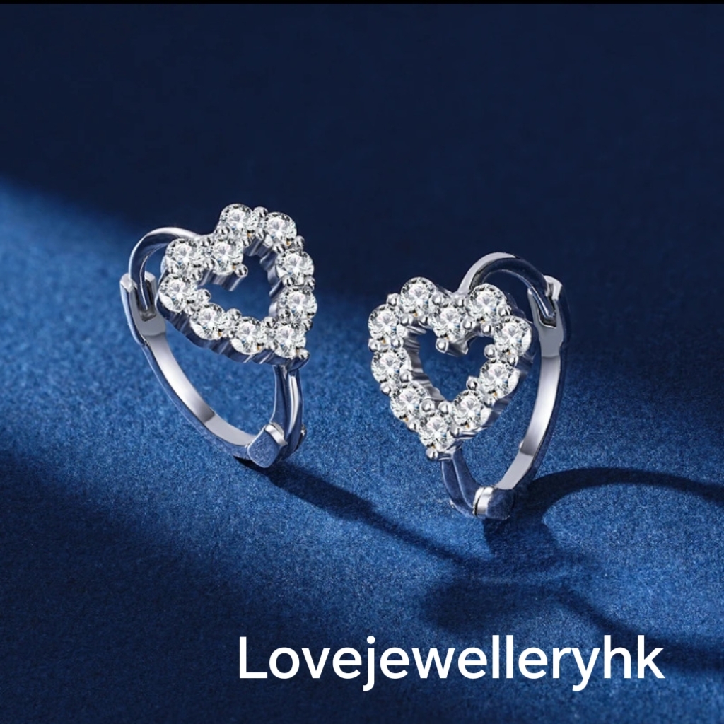 莫桑鑽心形耳圈    E06C025