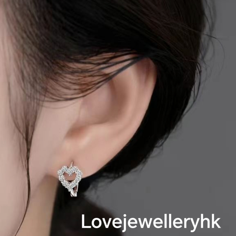 莫桑鑽心形耳圈    E06C025