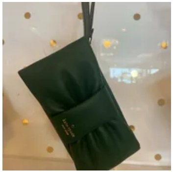 [S] KATE SPADE KC594 MILLIE BOW SMOOTH LEATHERMEDIUM WRISTLET,DEEP JADE, 196021322983 (SKS869)