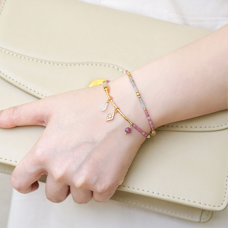 ｜桃花｜克林姆的吻 – 粉碧璽 – 手鍊