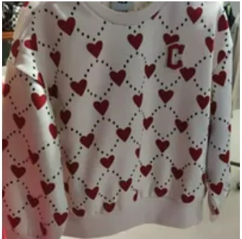 [S] MLB HEART ALL OVER SWEATSHIRT,CREAM, 7FMTH0334GP001-45CRS (SMLB289)