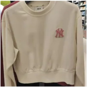 [S] MLB BASIC VELVET CROPPED NEW YORK YANKEES SWEATSHIRT,IVORY, 3FMTB0924K0001-50IVS (SMLB290)