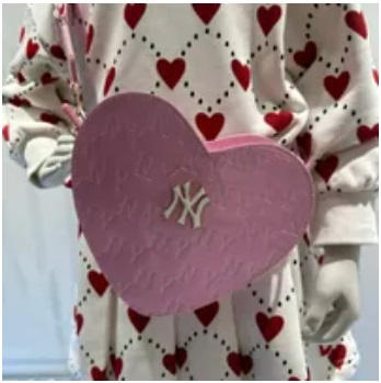 [S] MLB KIDS CLASSIC MONOGRAM HEART CROSS BAG,PINK, 7ACRM083NGP001-50PKS (SMLB294)