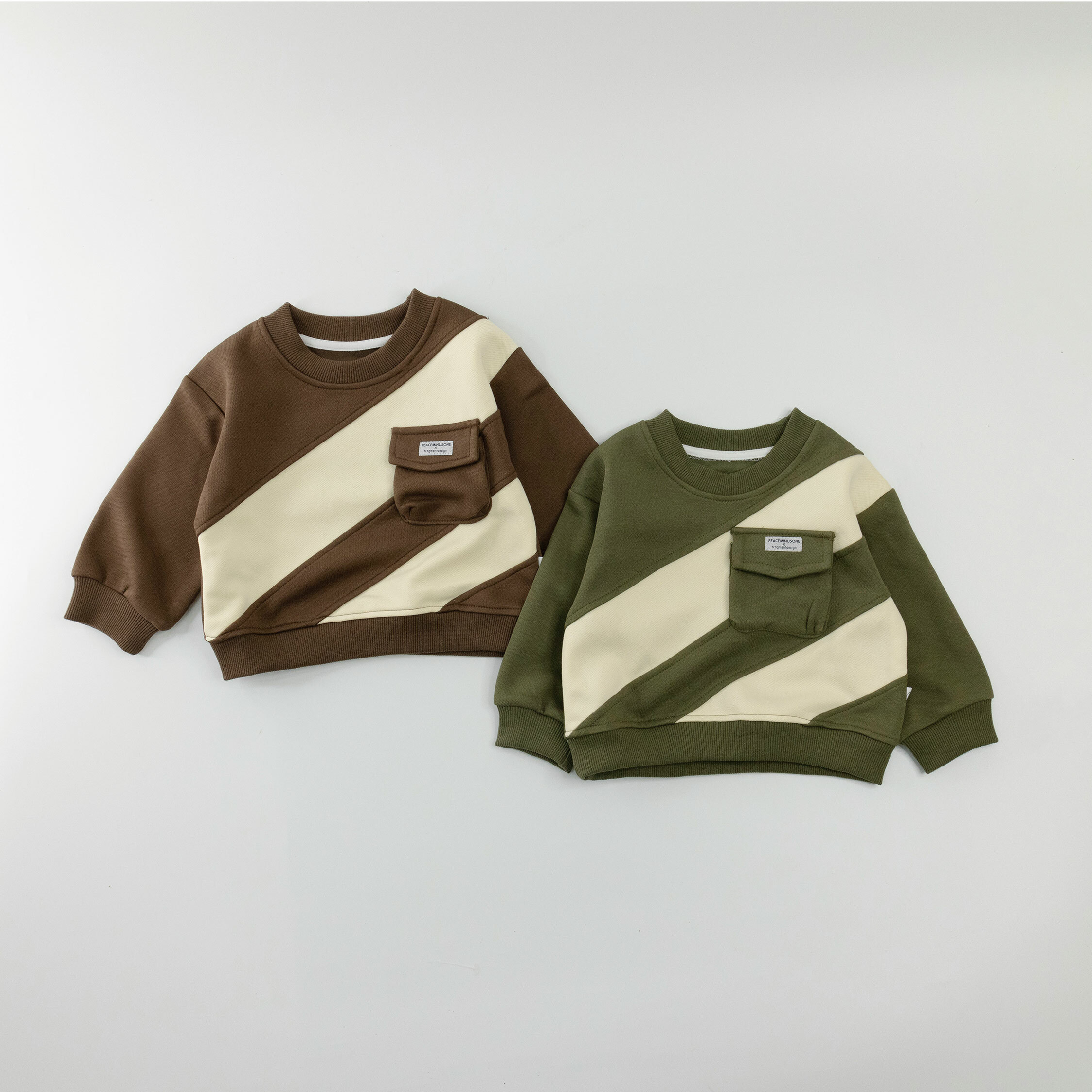 【H35231】斜邊拼接小口袋設計上衣