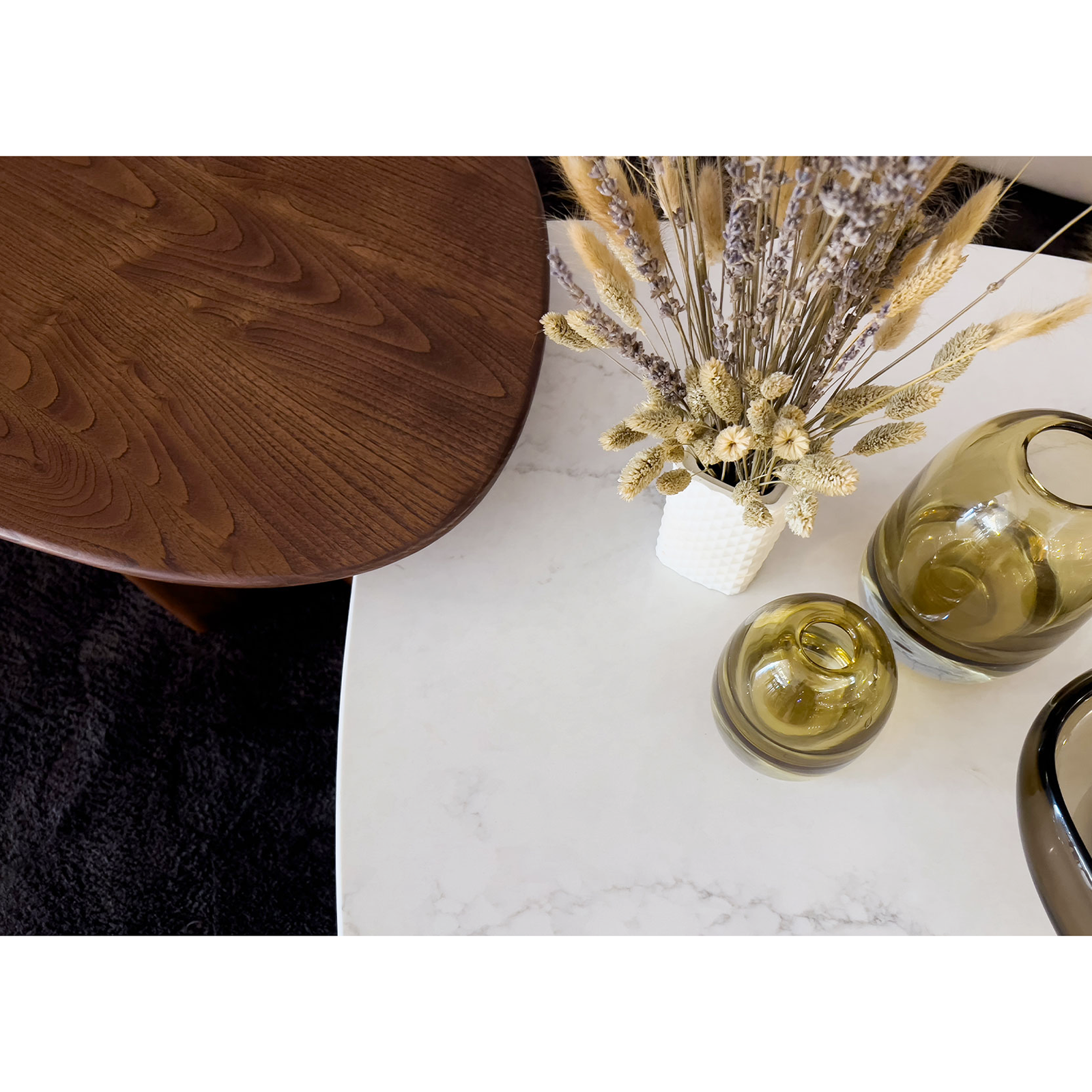 Arc 天然石紋 石英茶几〔CB370〕