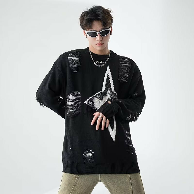 十字標刷破毛衣