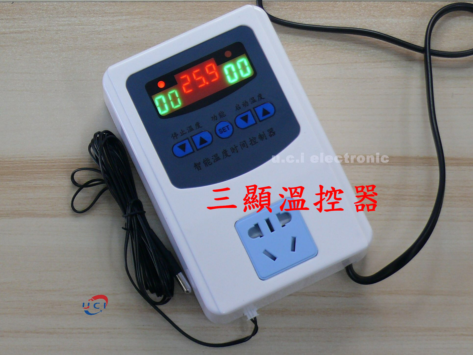 【UCI電子】(B-2) 單顯溫度控制器 LCD高精度三顯溫控器 三顯溫控器 舒肥 防水探頭 控溫開關插座 溫控器