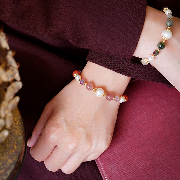 ｜桃花｜泡影如煙 – 草莓晶 – 手鍊