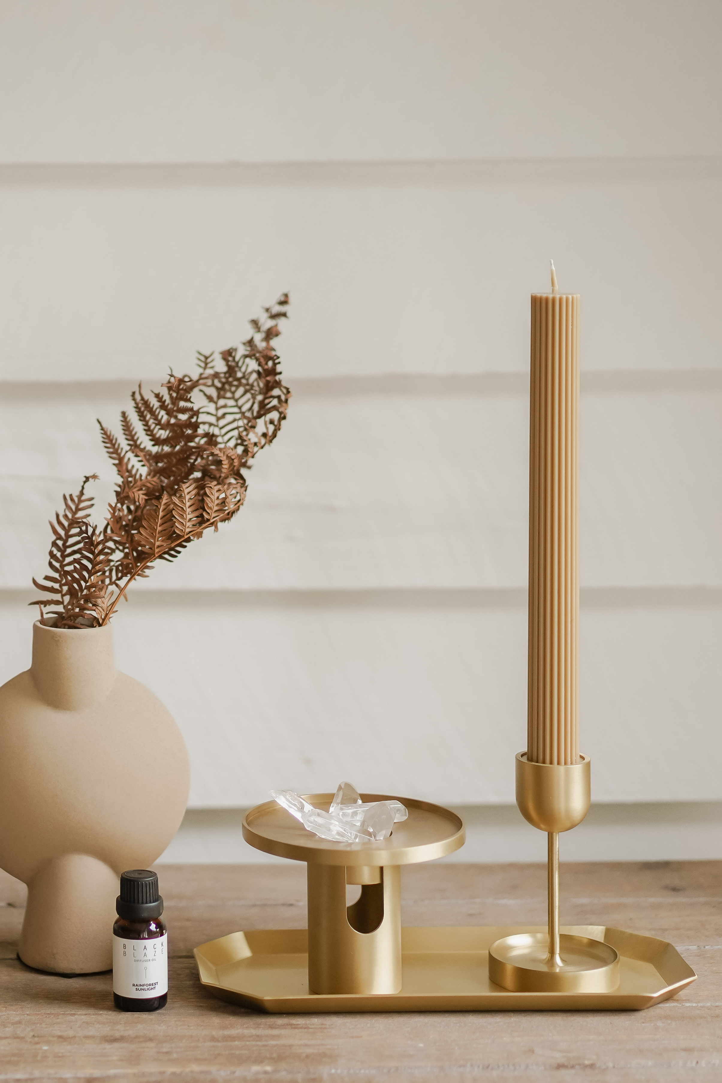 BLACK BLAZE 噴泉黃銅燭台 M號