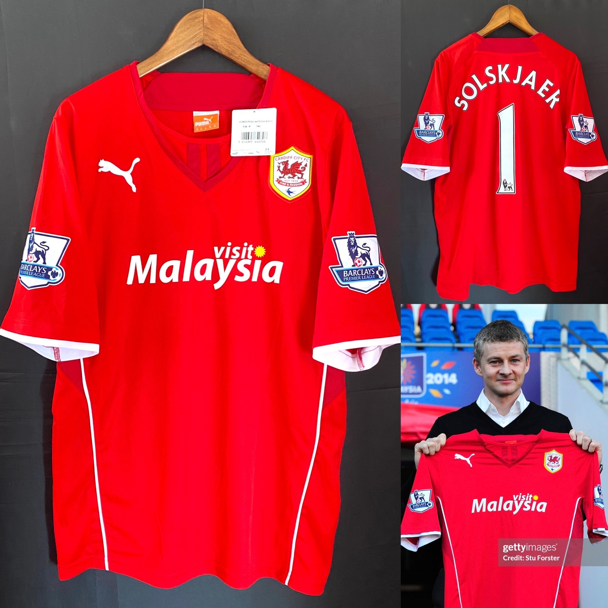 (BNWT) Cardiff City 2013-2014 Puma Home Shirt #1 SOLSKJAEK