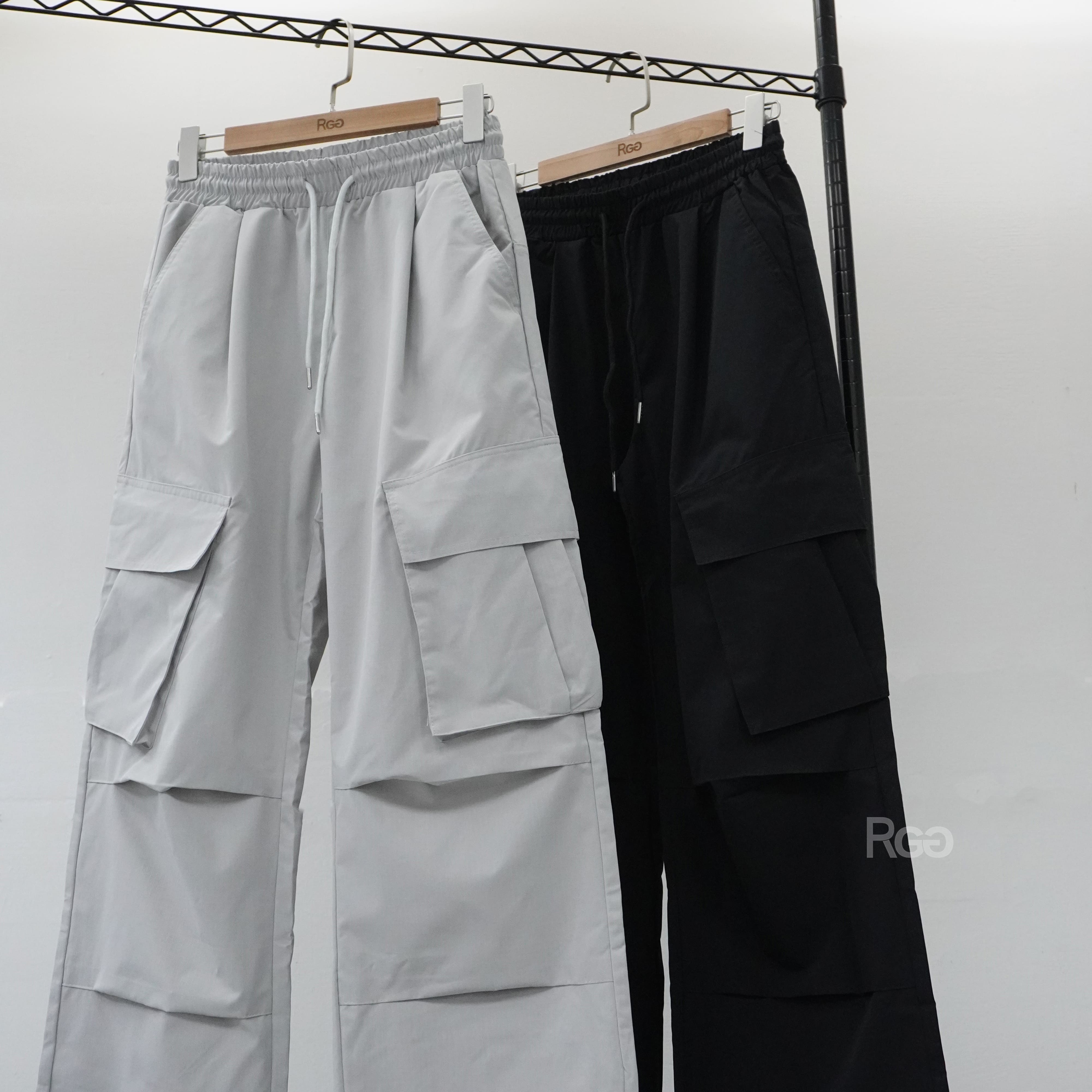 #88822 側邊大口袋抓皺工裝寬褲