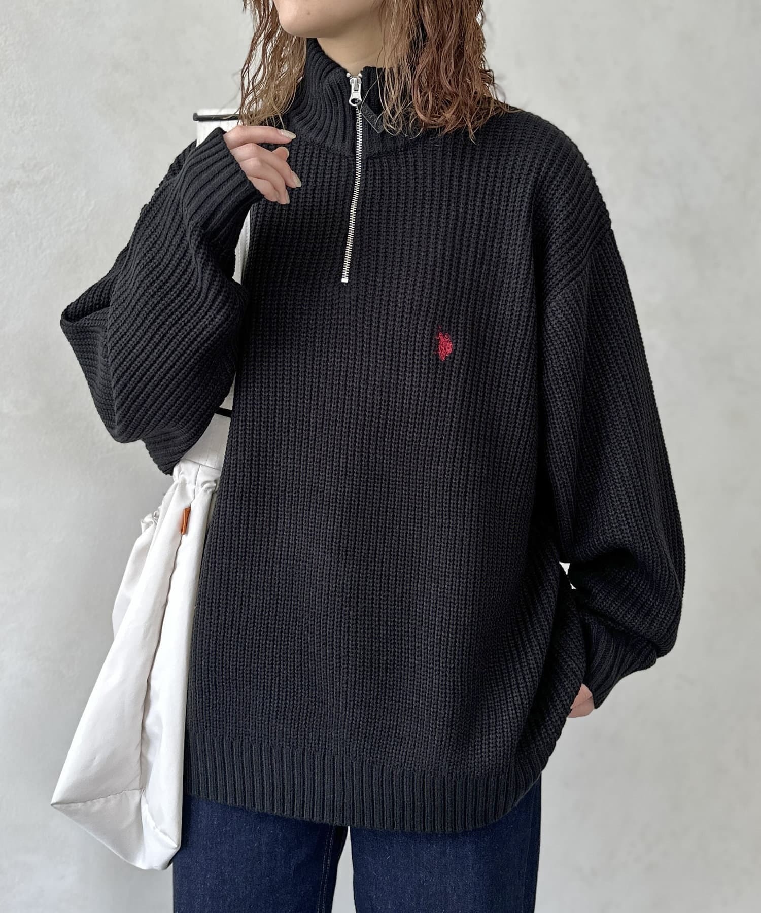 美品】louren zip up turtleneck knit-