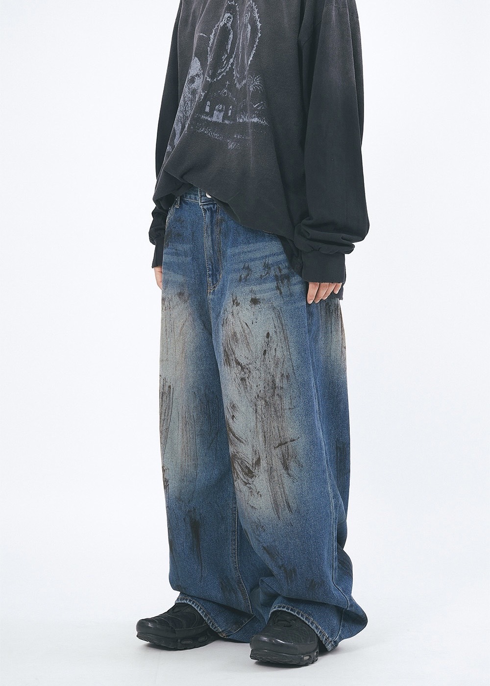 RAUCOHOUSE 油墨污漬感水洗牛仔褲（2COLOR）